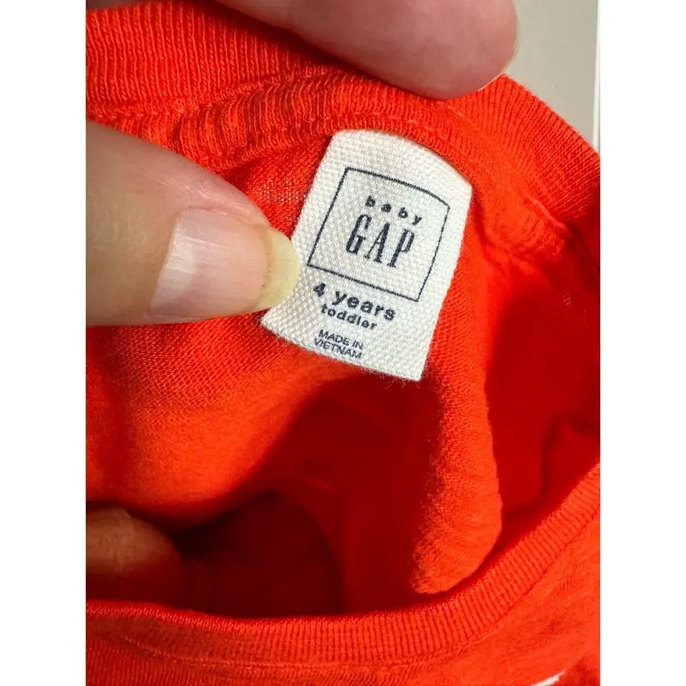 5/$35    Gap Boys Tee Shirt Size 4 Orange JawSome Jaw Some Shark Print Slub Knit